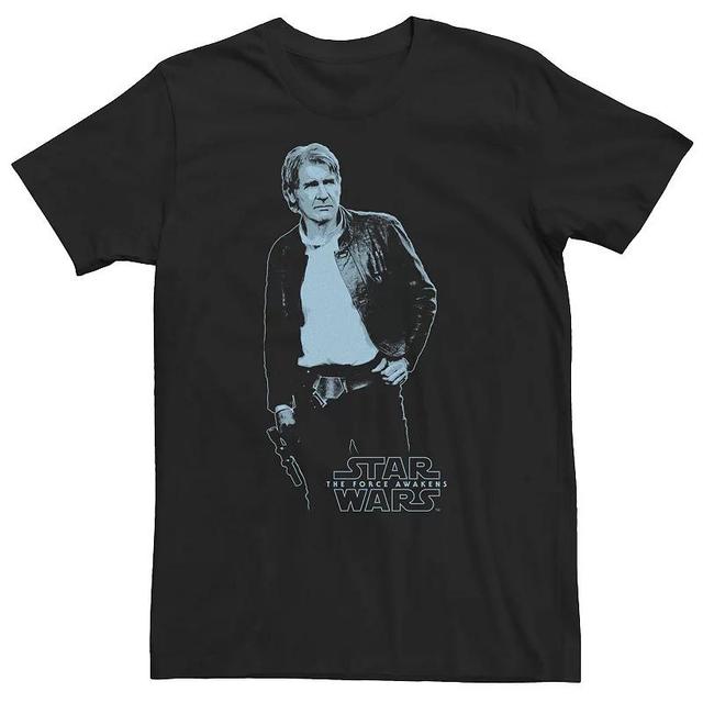 Big & Tall Star Wars The Force Awakens Han Solo Blue Hue Portrait Tee, Mens Product Image