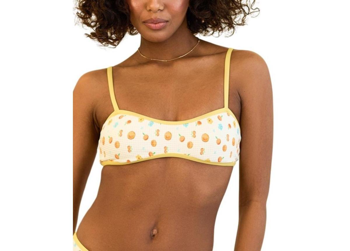 Dippin' Daisy's Women's Blair Scoop Neck Bikini Top in White/Orange - Product Image