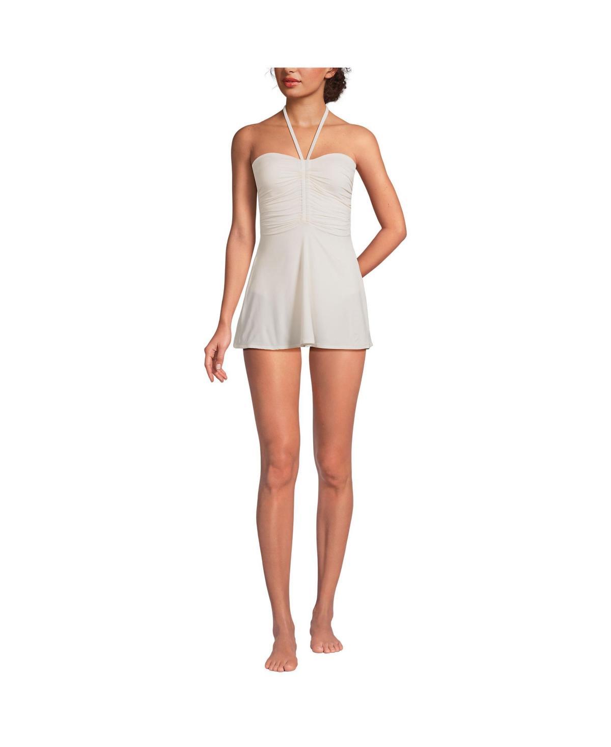 Lands End Womens Ruched Multi-Way Sweetheart Halter Swim Dress One Piece Swimsuit Product Image