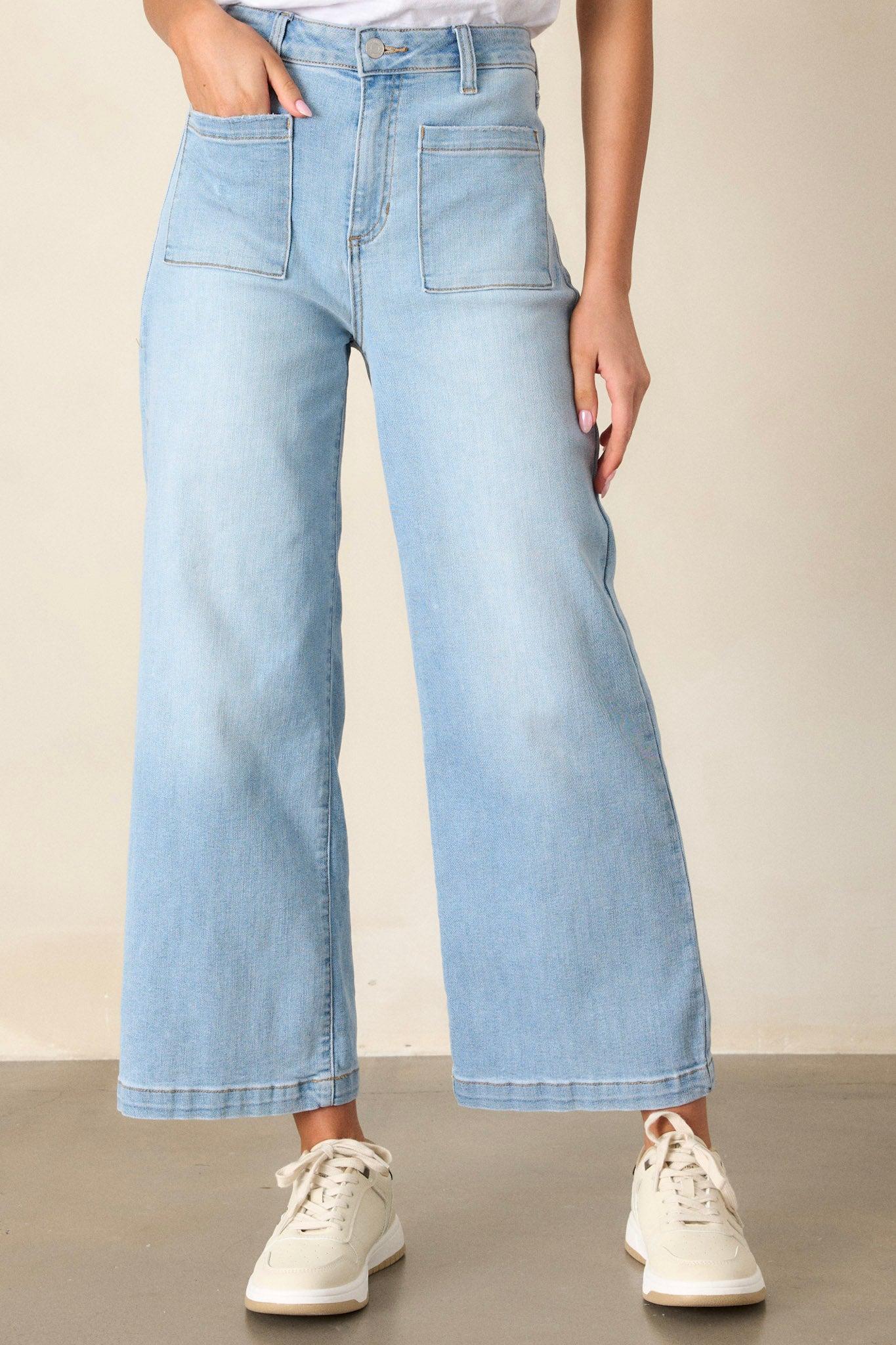 Seraphic Melody Light Wash Wide Leg Jeans Product Image