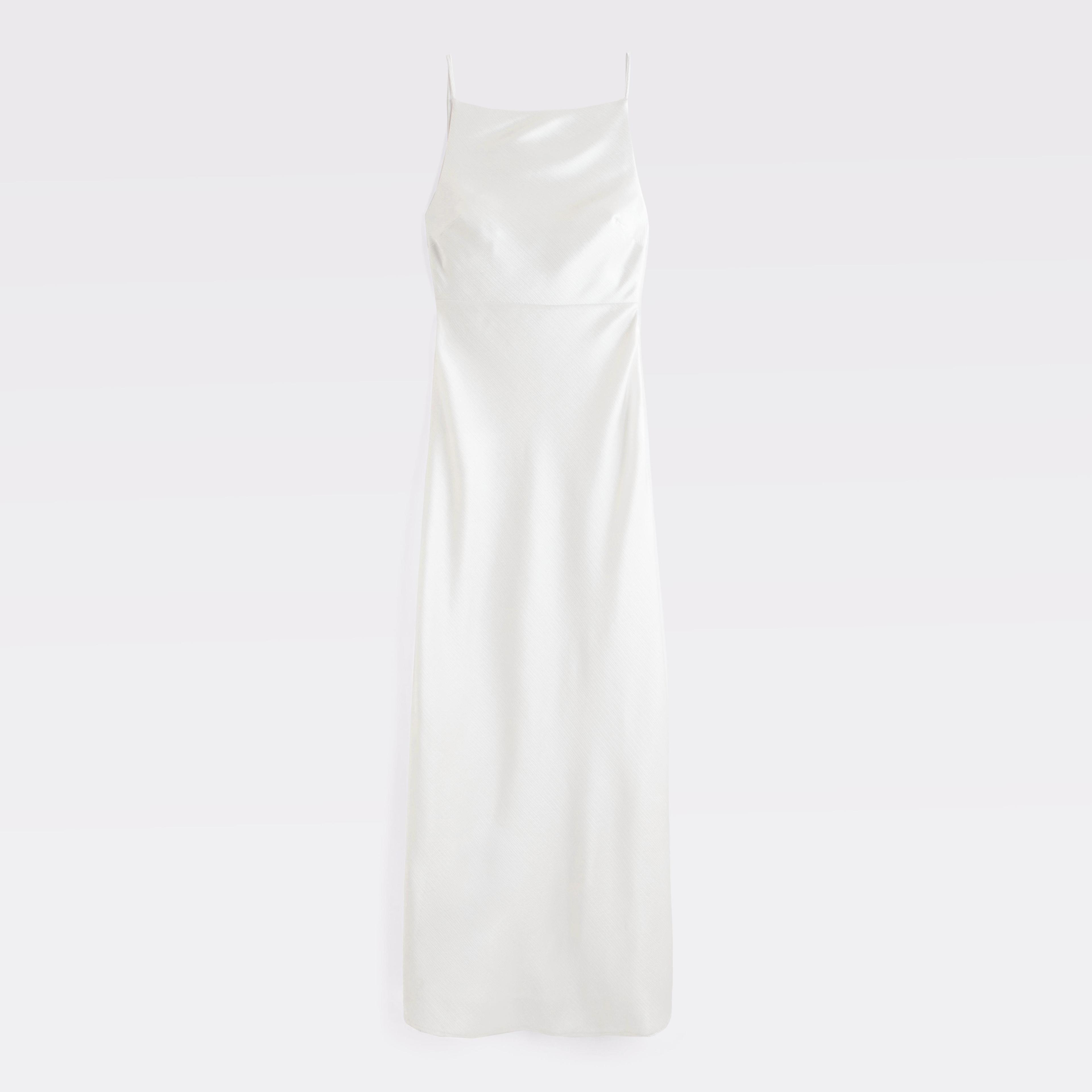 High-Neck Crinkle Satin Maxi Dress Product Image