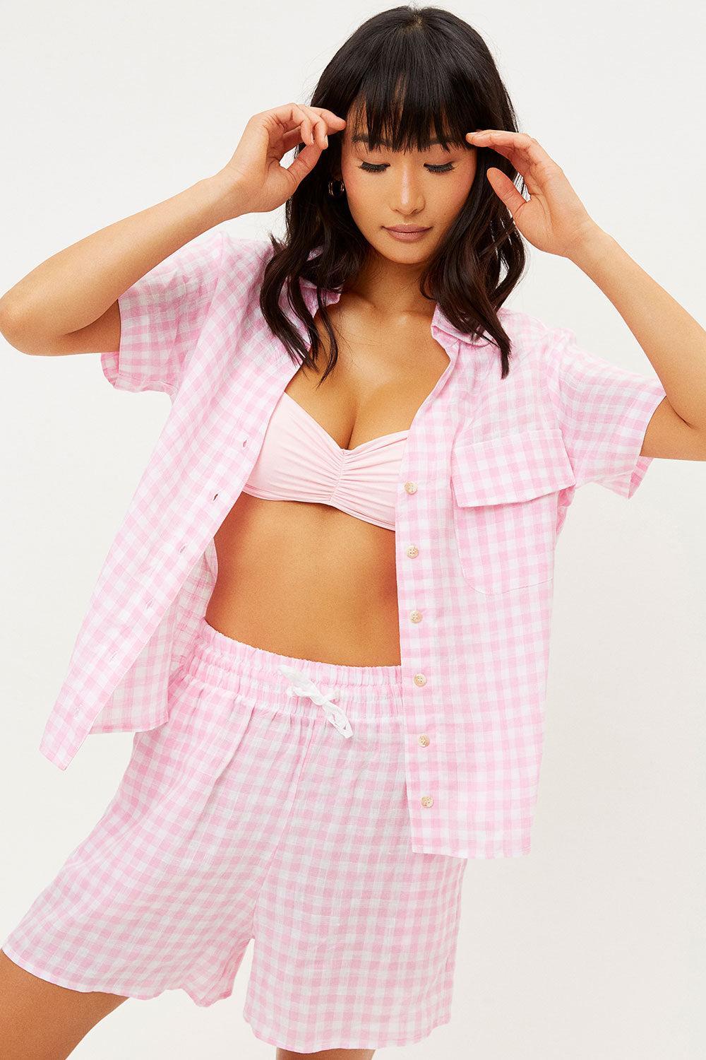 Lou Button Up Top - Pink Picnic product image