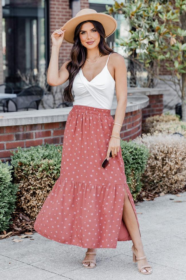 A Beautiful Day Rust Printed Maxi Skirt FINAL SALE Product Image