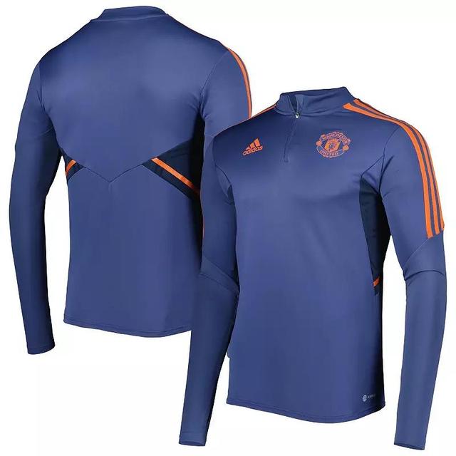 Mens adidas Navy Manchester United Team Training AEROREADY Quarter-Zip Top Man Blue Product Image