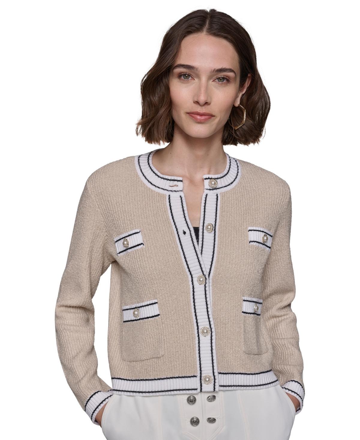 Women's Contrast-Border Knit Cardigan Product Image