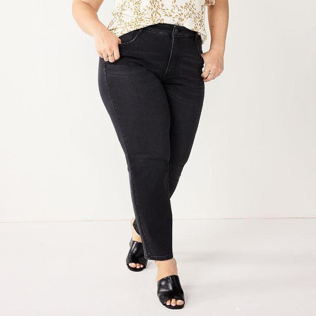 Plus Size Nine West High Rise Sculpting Straight Jeans, Womens Product Image