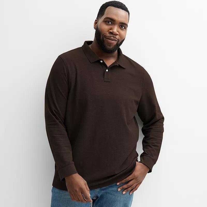 Big & Tall Sonoma Goods For Life Long Sleeve Pique Polo, Mens Product Image