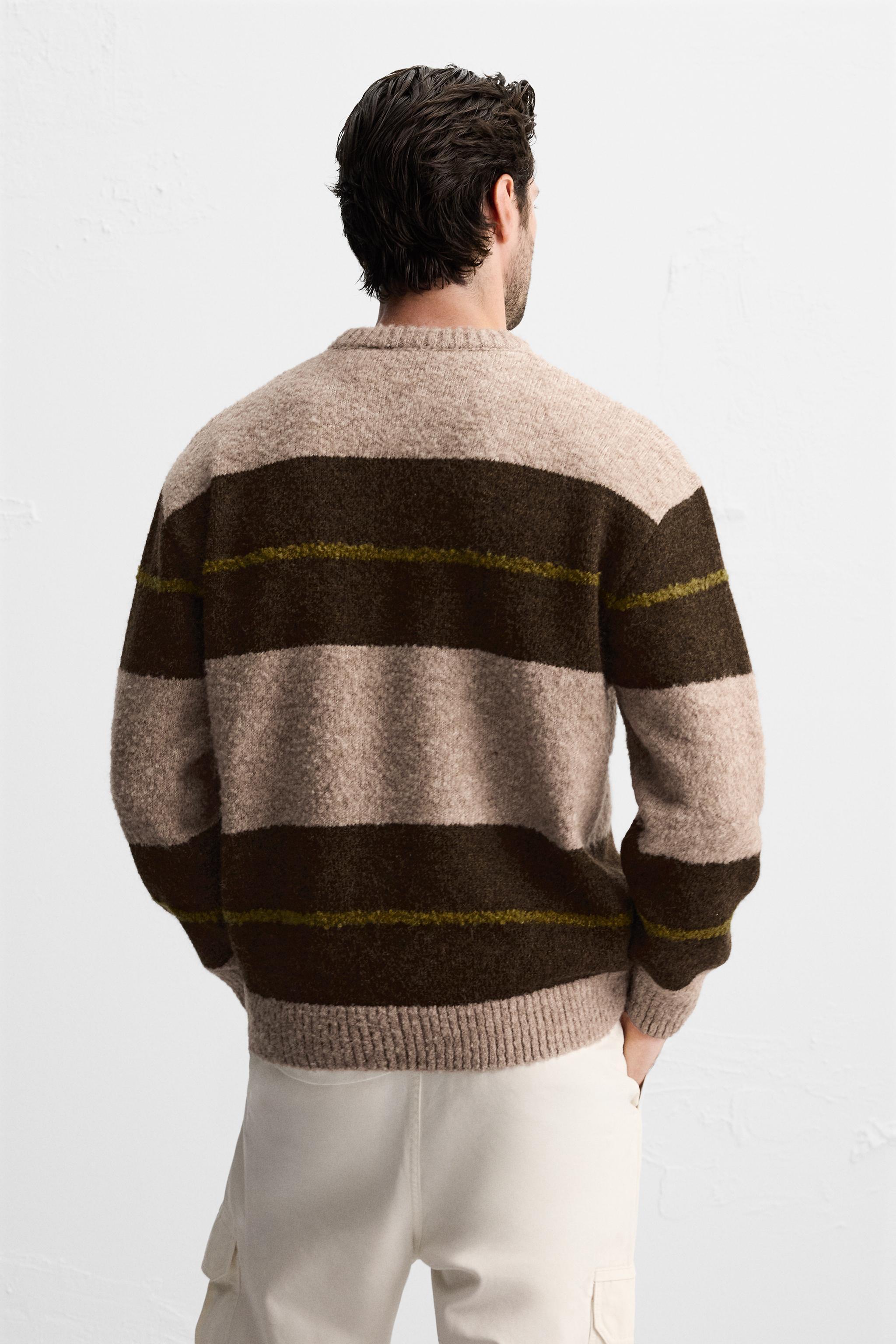 SWEATER WITH TEXTURED BOUCLÉ STRIPES Product Image