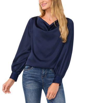 Women's Cowlneck Blouson-Sleeve Blouse Product Image