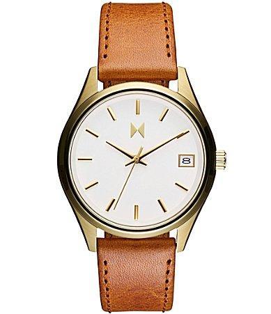 MVMT Womens Rise Boyfriend Quartz Analog Tan Leather Strap Watch Product Image