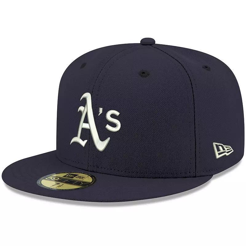 Mens Navy Oakland Athletics Logo White 59FIFTY Fitted Hat Product Image