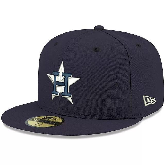 Mens New Era Houston Astros Logo White 59FIFTY Fitted Hat Blue Product Image