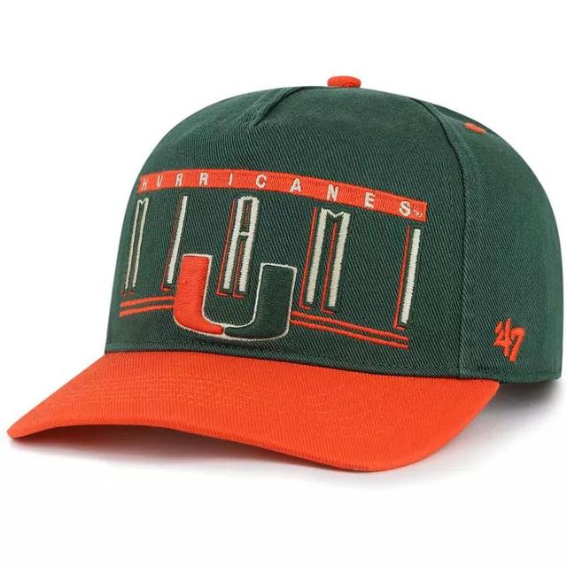 Mens 47 Brand Green Miami Hurricanes Double Header Hitch Adjustable Hat Product Image