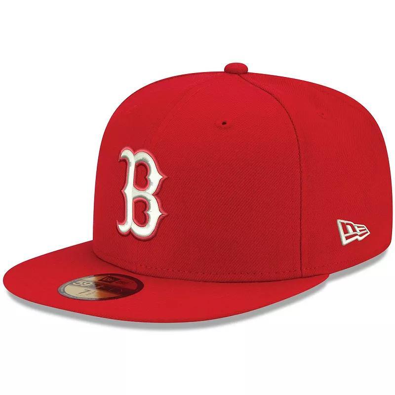 Mens New Era Boston Sox Logo White 59FIFTY Fitted Hat Product Image