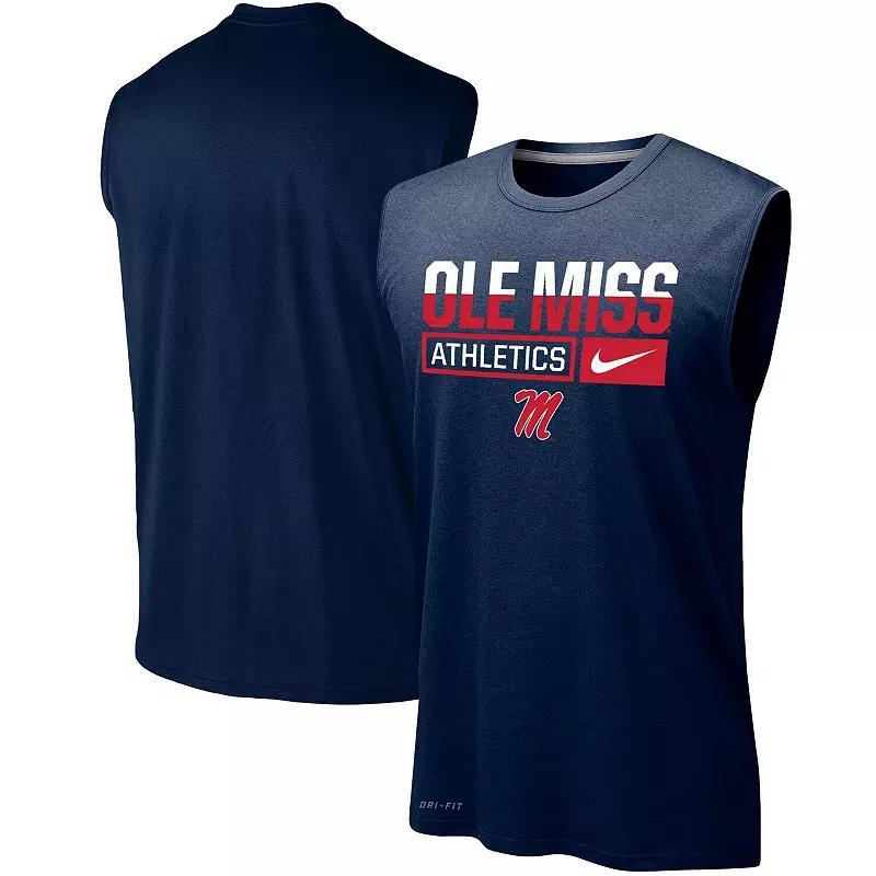 Mens Nike Ole Miss Rebels Wordmark Drop Legend Performance Tank Top Blue Product Image