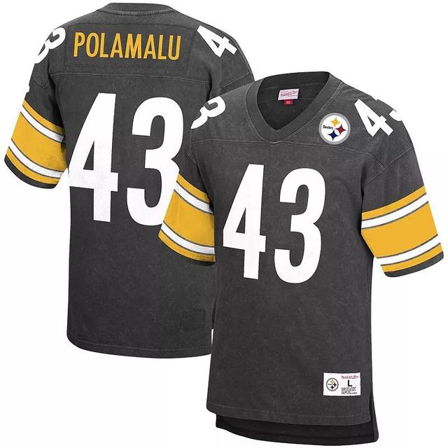 Mens Troy Polamalu Black Pittsburgh Steelers Retired Player Name and Number Acid Wash Top Product Image