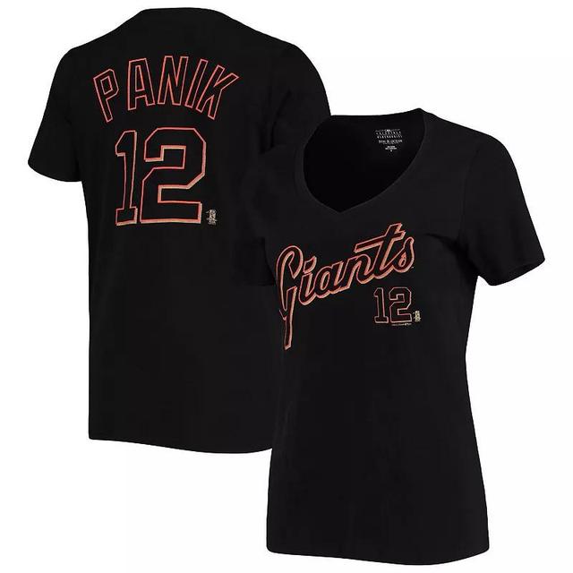 Womens 5th & Ocean by New Era Joe Panik San Francisco Giants Script Name and Number V-Neck T-Shirt Product Image