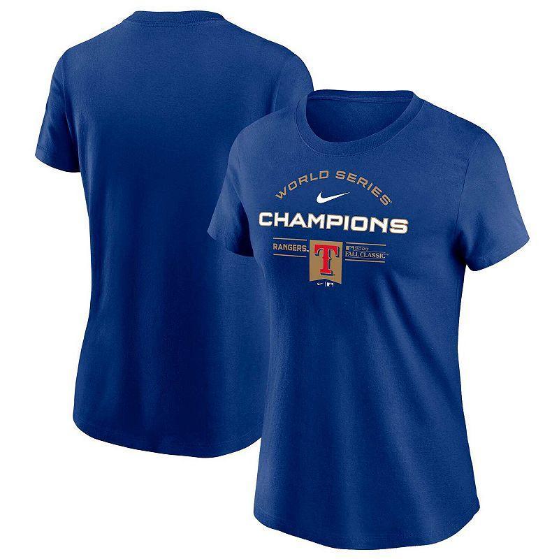 Womens Nike Royal Texas Rangers 2023 World Series Champions Team Logo Lockup T-Shirt Product Image