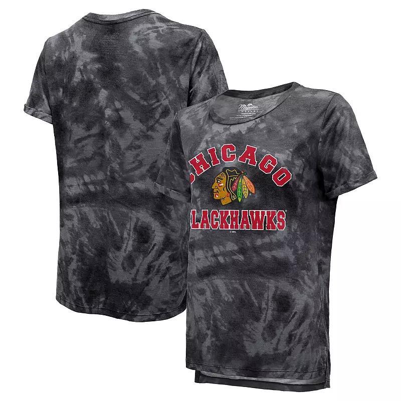 Womens Majestic Threads Chicago hawks Boyfriend Tie-Dye Tri-Blend T-Shirt Product Image