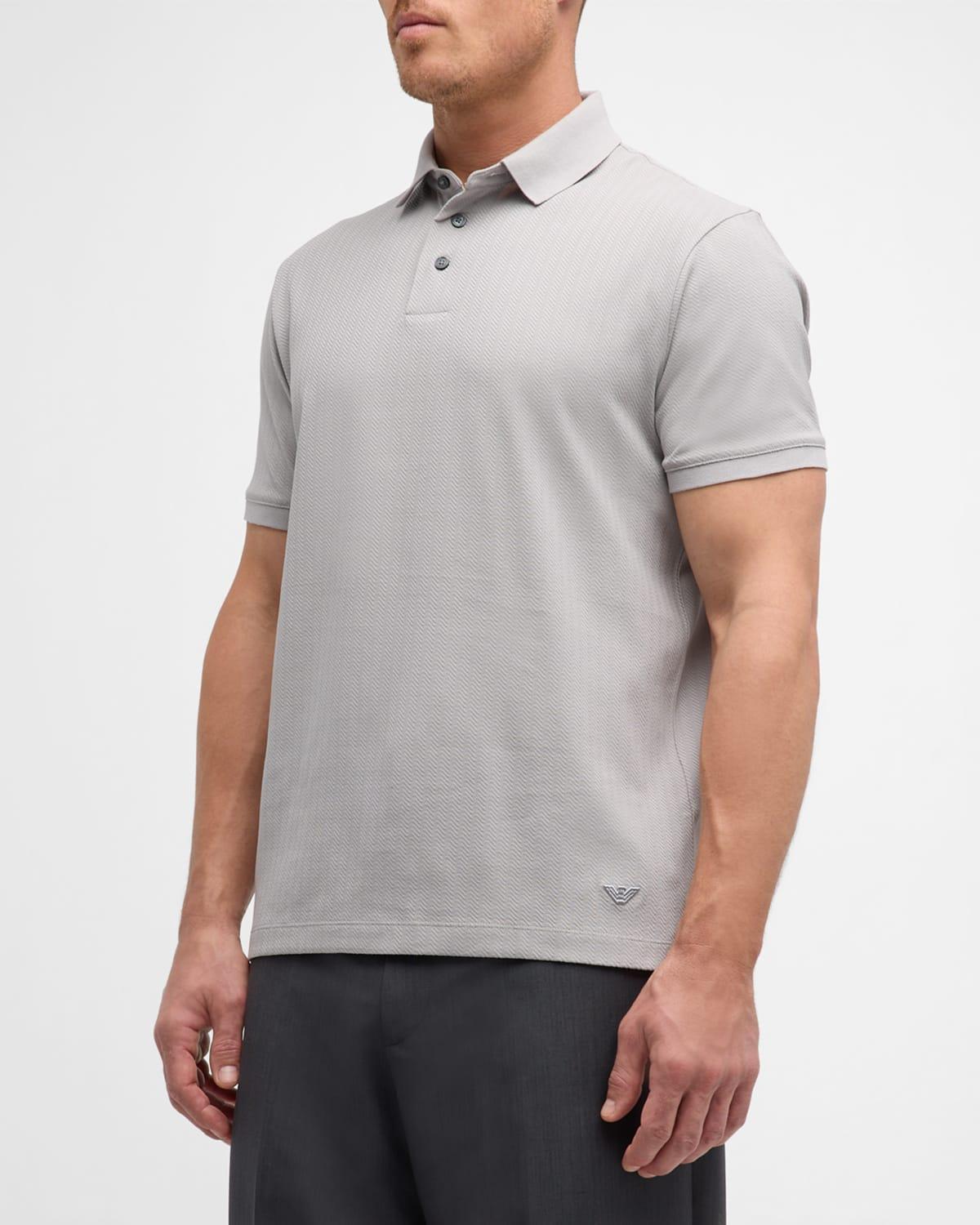 Mens Cotton Textured Stripe Polo Shirt Product Image