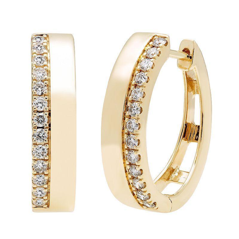 The Regal Collection 14k Gold IGL Certified 1/2 Carat T.W. Diamond Hoop Earrings, Womens, Yellow Product Image