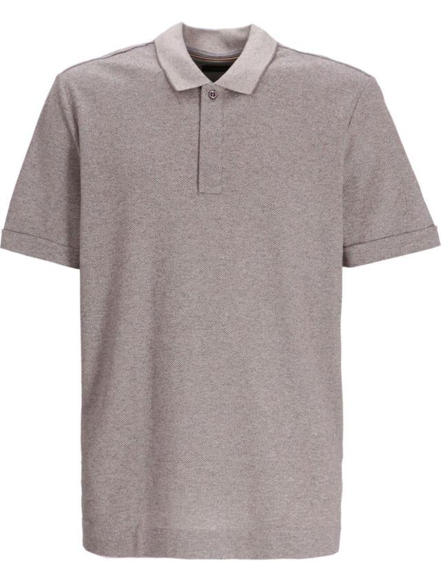 Concealed-fastening Mélange Polo Shirt In Neutrals Product Image