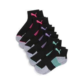 PUMA Women's Half-Terry Quarter Length Crew Socks (6 Pairs) in Pink/Black Product Image