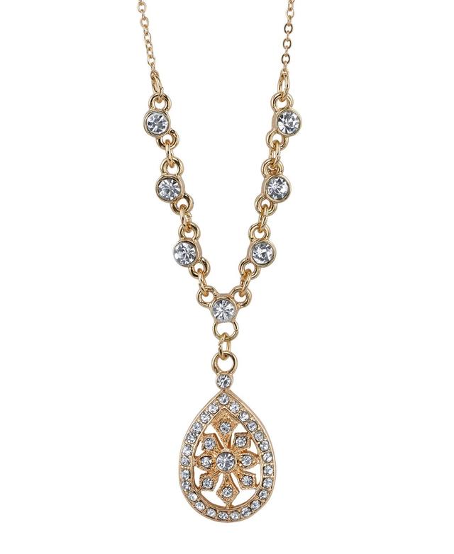 1928 Simulated Crystal Teardrop Necklace, Womens Yellow Product Image