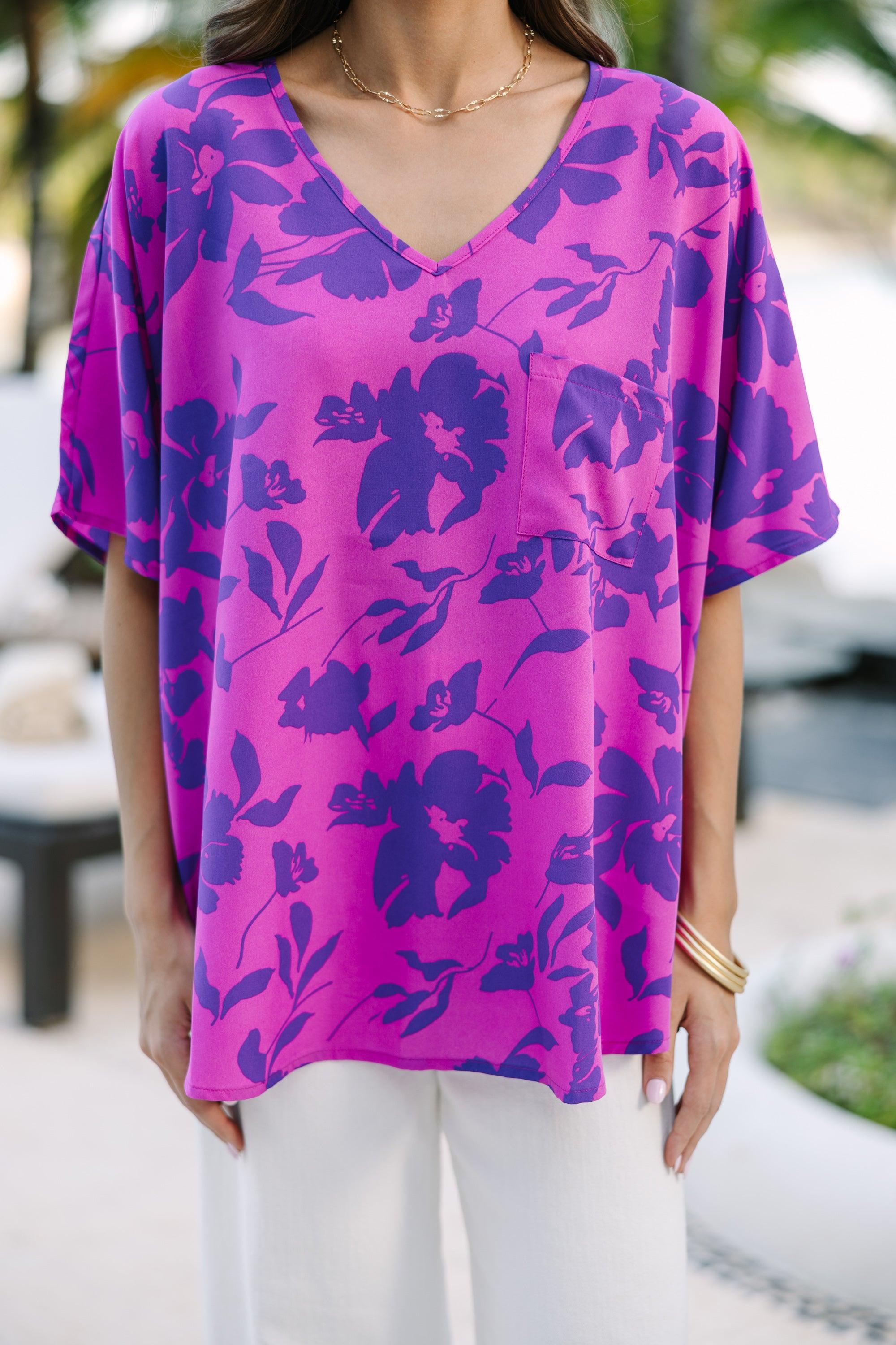 Couldn't Be Better Magenta Purple Floral Top Female Product Image