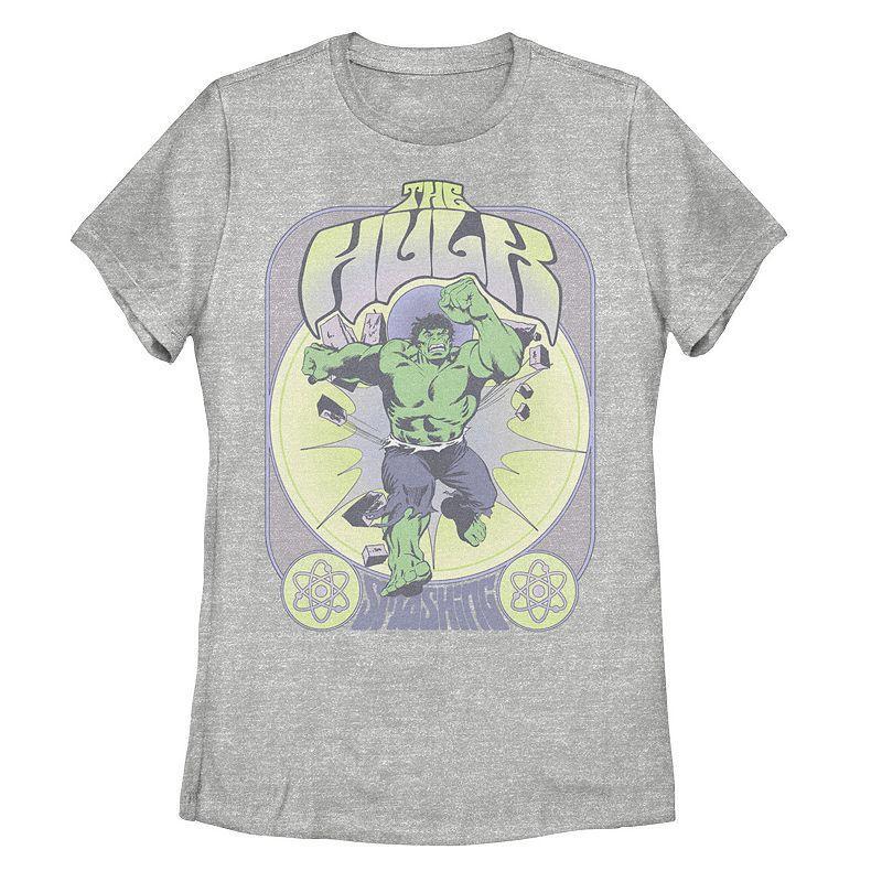 Disneys Marvel The Hulk Juniors Vintage The Hulk Graphic Tee, Girls Athletic Grey Product Image