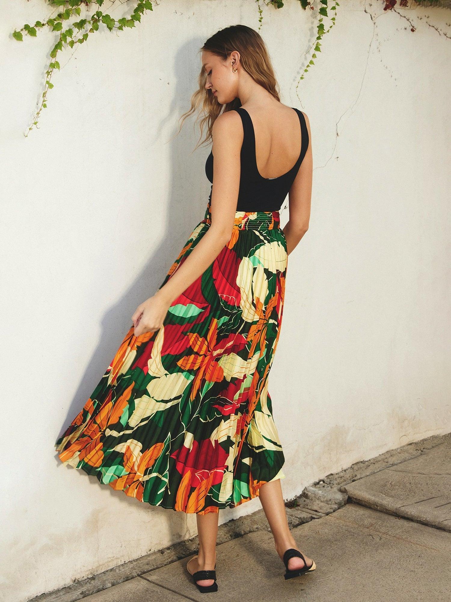 Dress Forum Tropical Pleated Midi Skirt Product Image