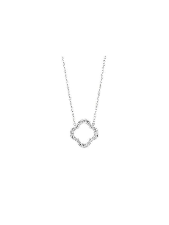 Womens Signature 18K White Gold & 0.31 TCW Diamond Medium Petal Pendant Necklace Product Image