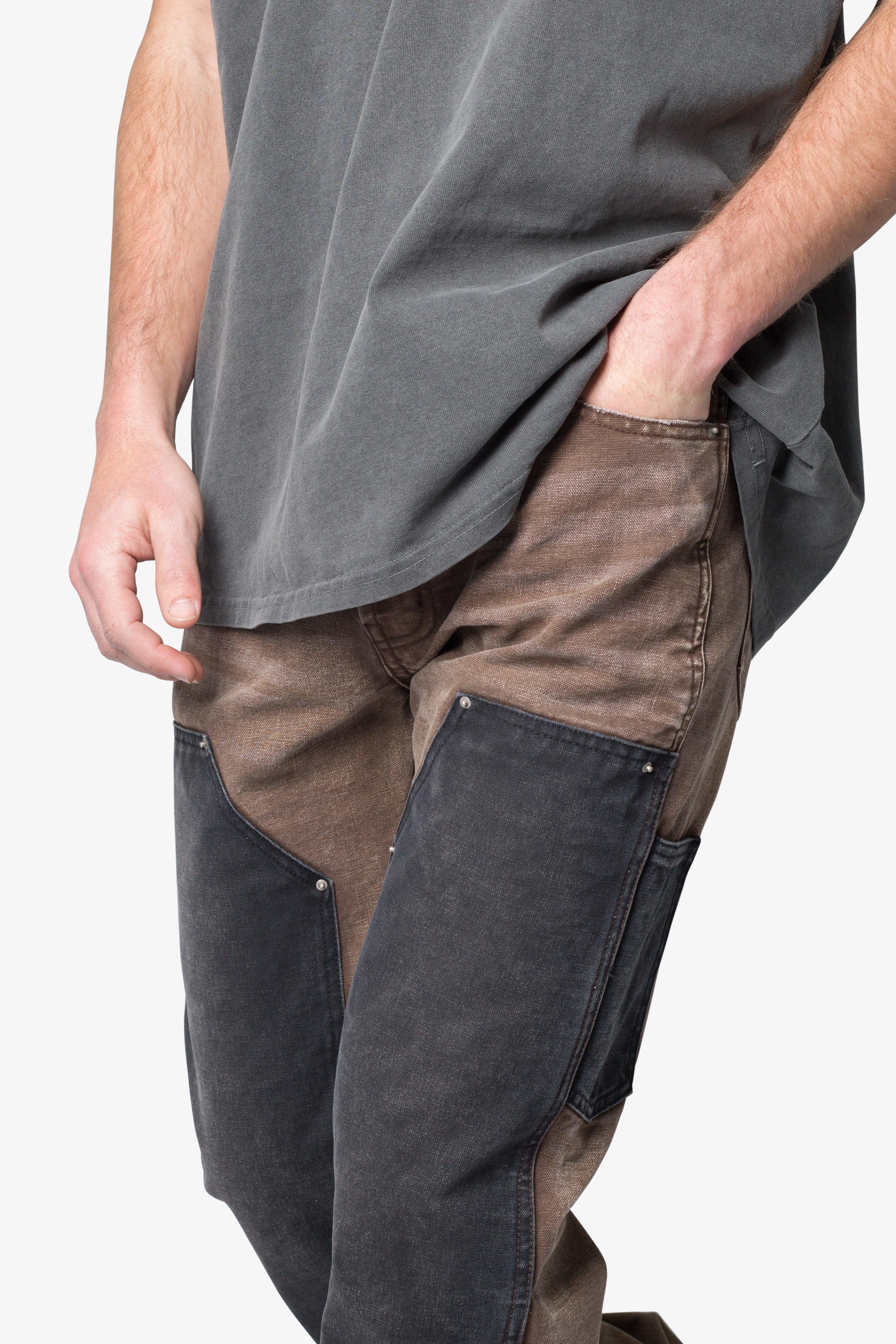 Contrast Double Knee Denim - Brown Product Image