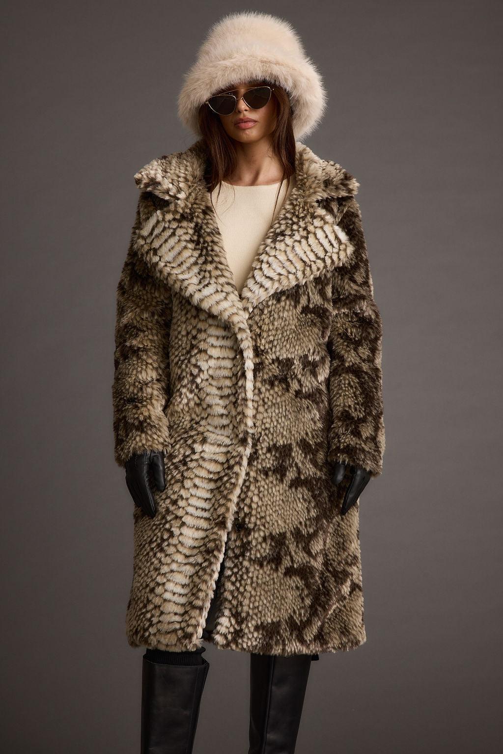 Vivienne Grey Snake Faux Fur Jacket Product Image