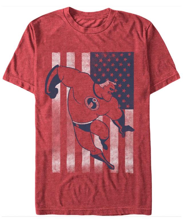 Disney Pixar Mens The Incredibles American Flag Short Sleeve T-Shirt Product Image