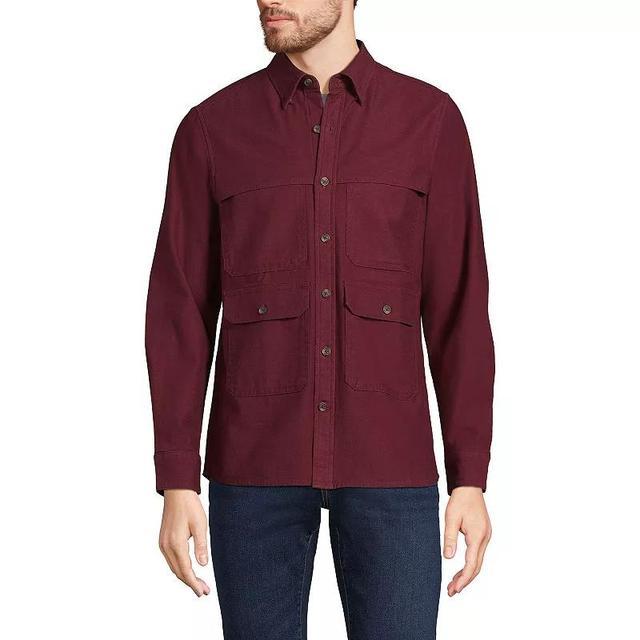 Mens Lands End Textured Twill Utility Long Sleeve Shirt Product Image