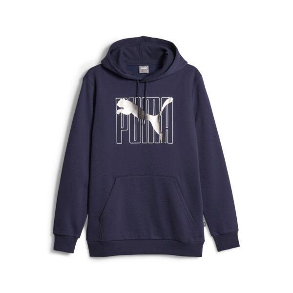 PUMA ESS+ Logo Lab Men's Hoodie in Dark Blue Product Image