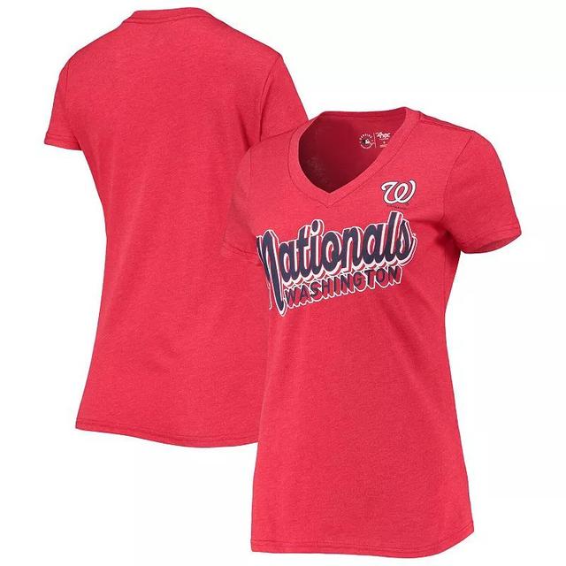 Womens G-III 4Her by Carl Banks Heathered Washington Nationals First Place V-Neck T-Shirt Product Image