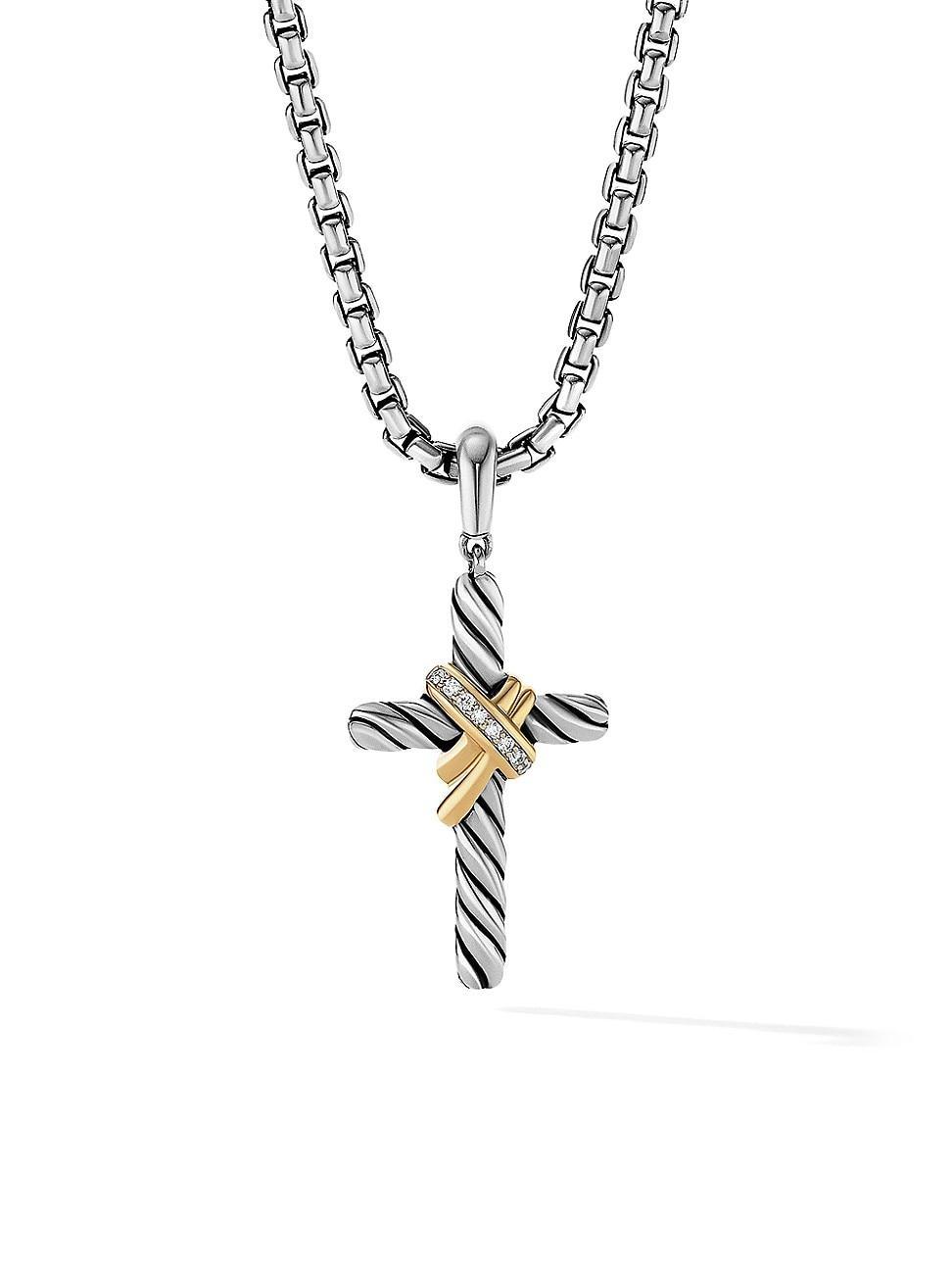 Womens X Cross Pendant With 18K Yellow Gold & Pav Diamonds Product Image