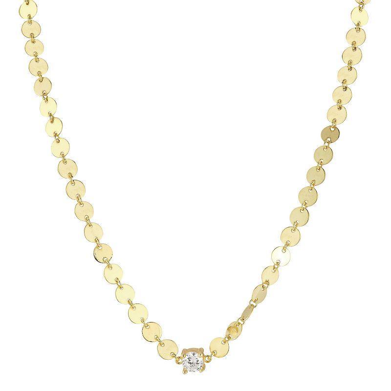 Sunkissed Sterling Cubic Zirconia Mirror Chain Necklace, Womens, Gold Product Image