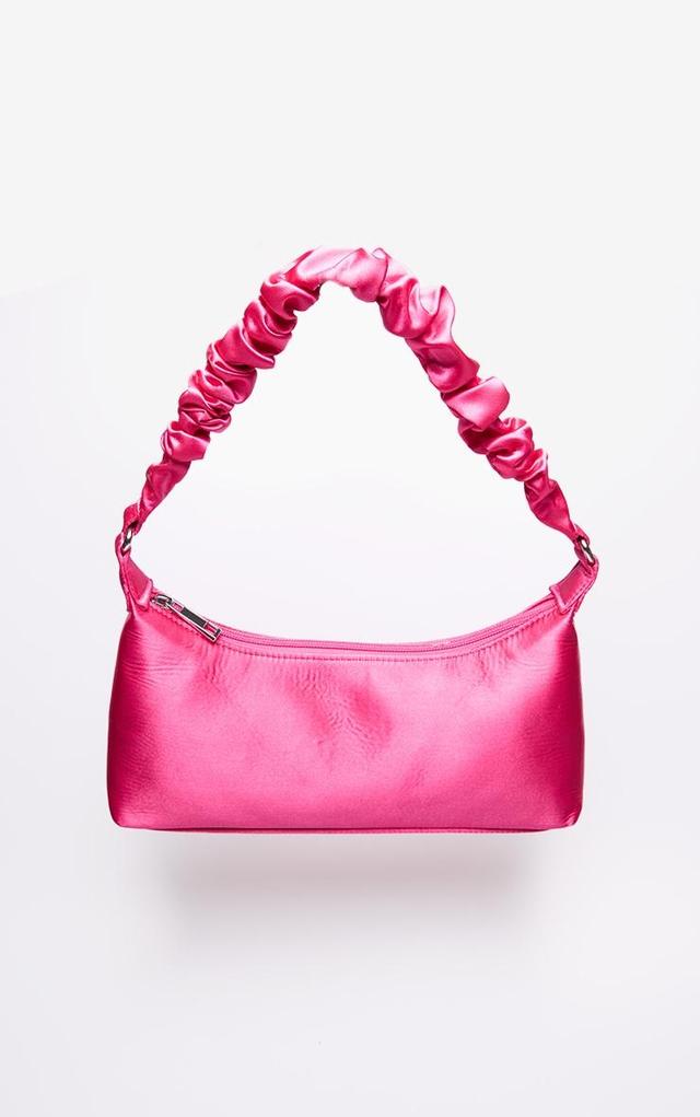 Pink Satin Ruched Handle Shoulder Bag Product Image