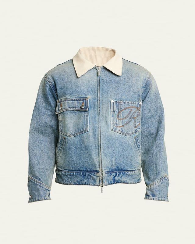 Mens Denim Trucker Jacket with Corduroy Collar Product Image