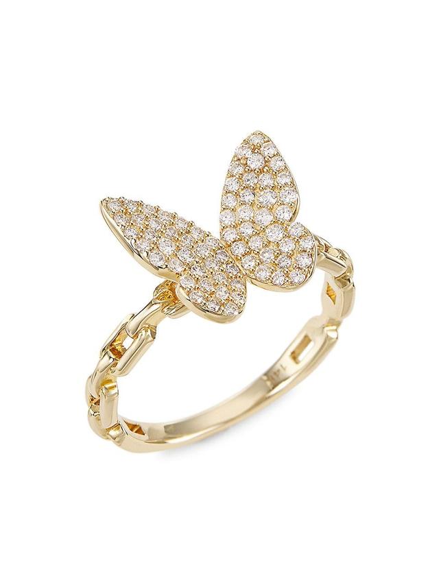 Womens 14K Yellow Gold & 0.40 TCW Diamond Butterfly Ring Product Image