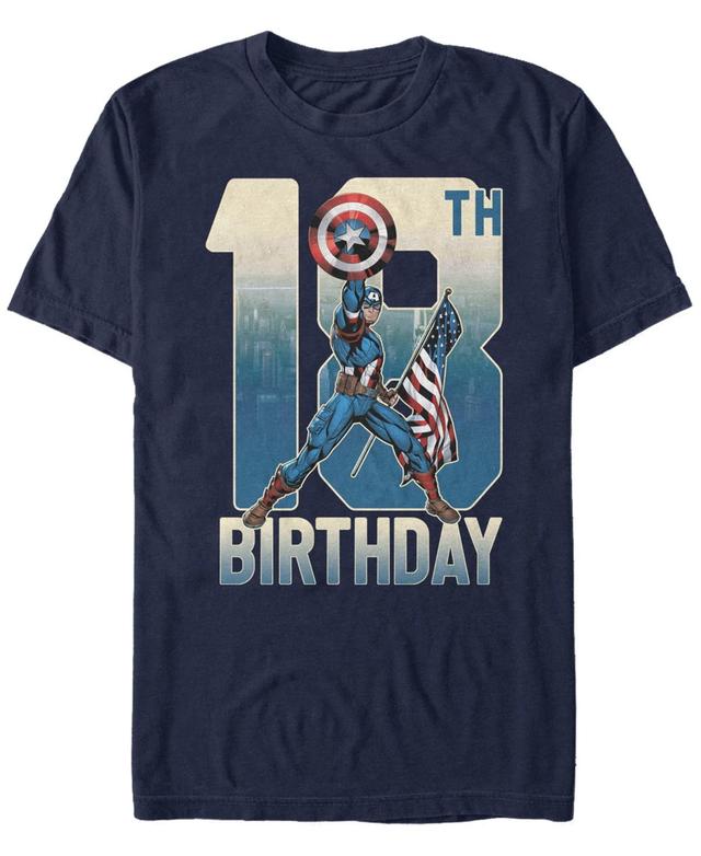 Mens Marvel Captain America 18th Birthday Graphic Tee Blue Product Image