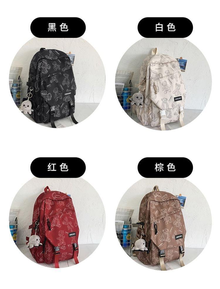 Bear Print Buckled Nylon Backpack product image