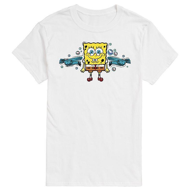 Big & Tall SpongeBob SquarePants Bubbly Short Sleeve Graphic Tee, Mens White Product Image