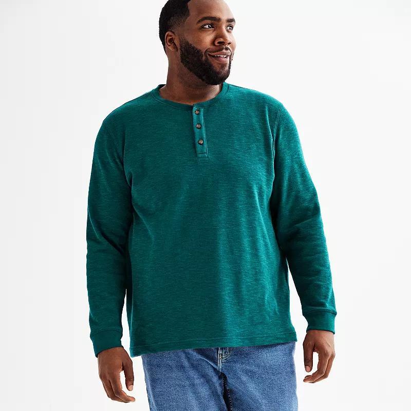 Big & Tall Sonoma Goods For Life Long Sleeve Textured Henley Tee, Mens Purple Product Image