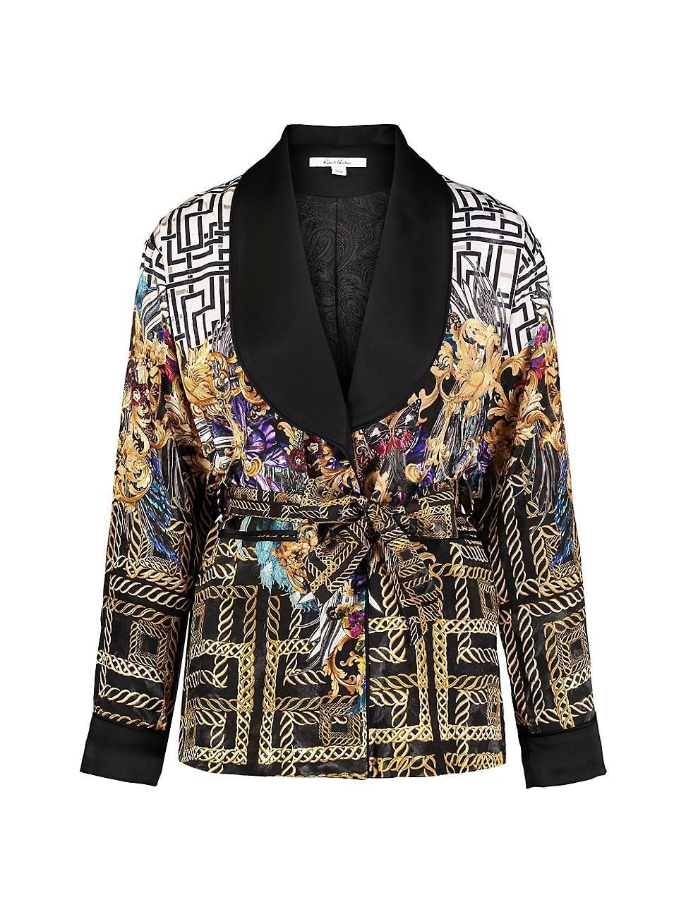 Womens Yvonne Geometric-Print Belted Jacket Product Image