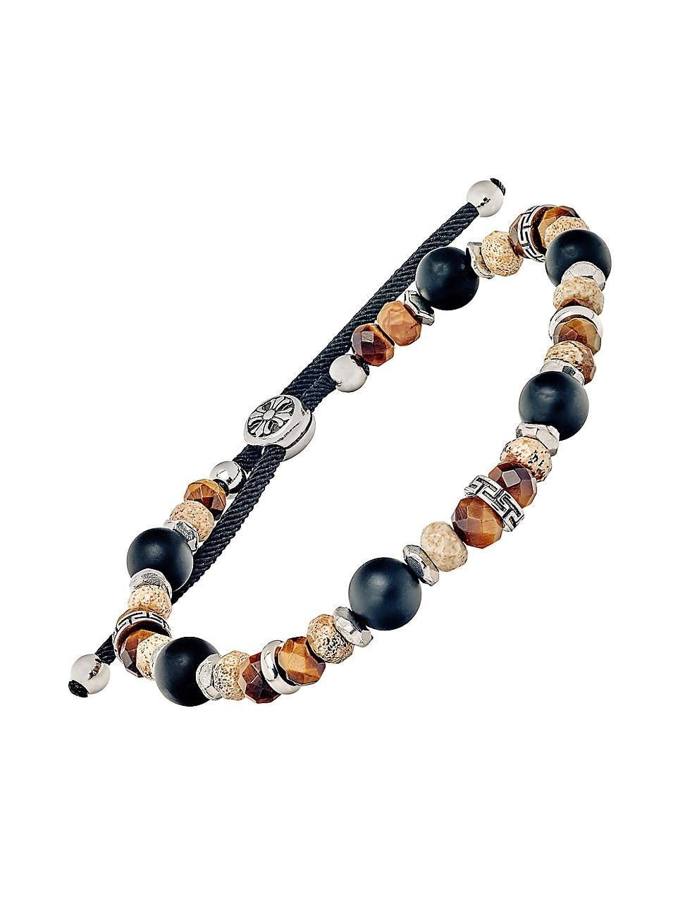 Mens Stainless Steel and Semi-Precious Beaded Bracelet Product Image