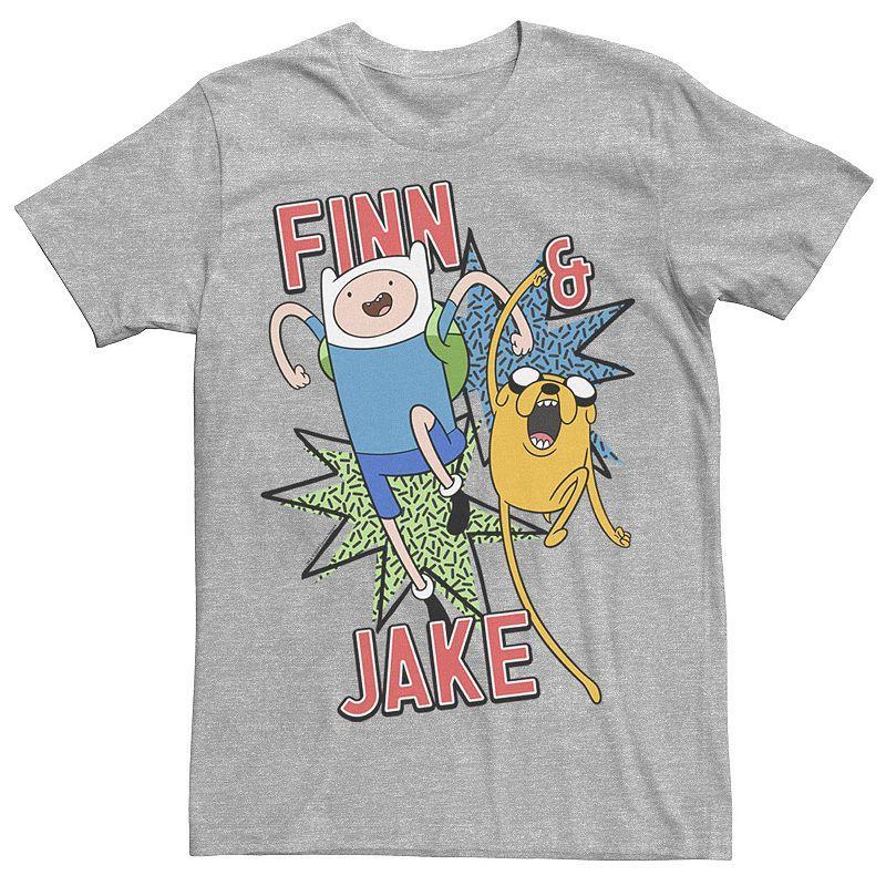 Mens Cartoon Network Adventure Time Finn & Jake Kapows Tee Athletic Grey Product Image